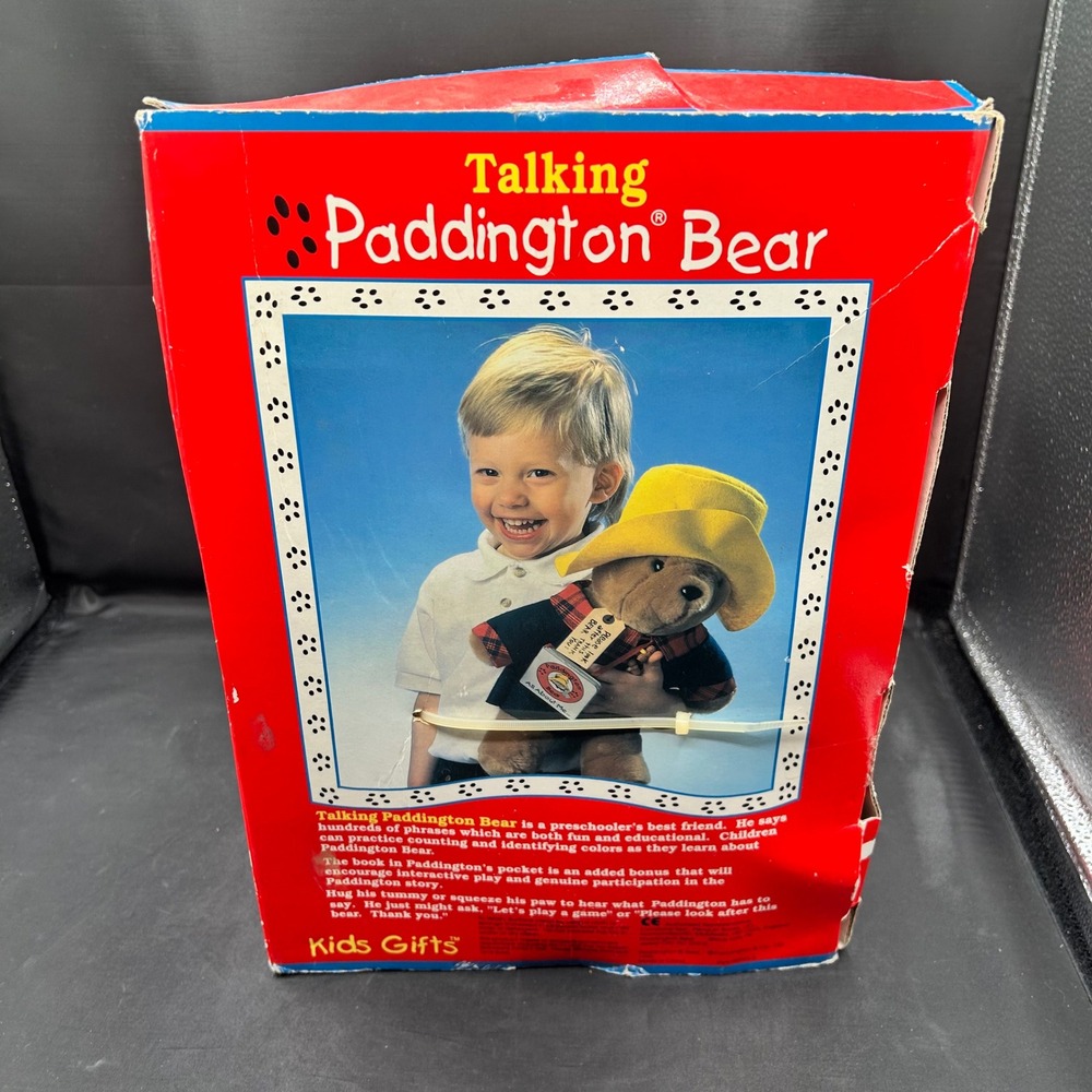 Vintage‎ 1995 Talking Paddington Bear Plush Kids Gifts Boxed 100 Phases - Picture 3 of 7